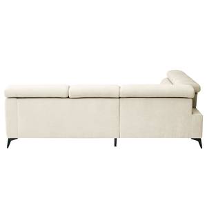 Ecksofa Nonza mit Ottomane Webstoff Cieli: Creme - Ottomane davorstehend links