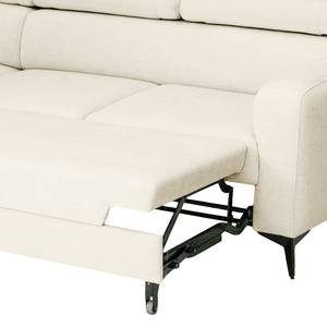 Ecksofa Nonza mit Ottomane Webstoff Cieli: Creme - Ottomane davorstehend links