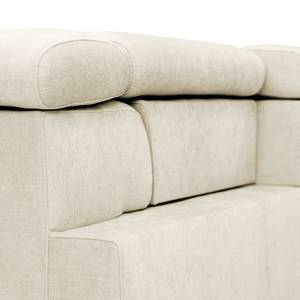 Ecksofa Nonza mit Ottomane Webstoff Cieli: Creme - Ottomane davorstehend links