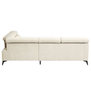 Ecksofa Nonza mit Ottomane Webstoff Cieli: Creme - Ottomane davorstehend rechts