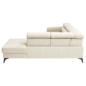 Ecksofa Nonza mit Ottomane Webstoff Cieli: Creme - Ottomane davorstehend rechts