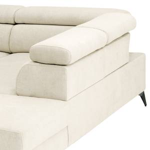 Ecksofa Nonza mit Ottomane Webstoff Cieli: Creme - Ottomane davorstehend rechts