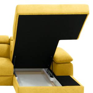 Canapé d’angle Sully Microfibre Sole: Jaune moutarde - Méridienne courte à droite (vue de face)
