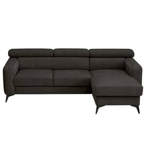 Ecksofa Nonza mit Longchair Webstoff Cieli: Anthrazit - Longchair davorstehend rechts