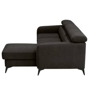 Ecksofa Nonza mit Longchair Webstoff Cieli: Anthrazit - Longchair davorstehend rechts