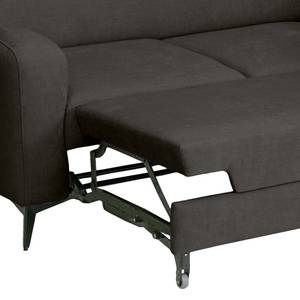 Hoekbank Nonza met chaise longue geweven stof - Geweven stof Cieli: Antracietkleurig - Longchair vooraanzicht rechts