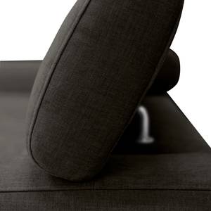 Hoekbank Nonza met chaise longue geweven stof - Geweven stof Cieli: Antracietkleurig - Longchair vooraanzicht rechts