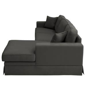 Hoekbank Madras chaise longue Geweven stof Haiba: Antracietkleurig - Longchair vooraanzicht rechts