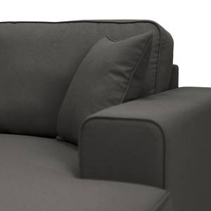 Hoekbank Madras chaise longue Geweven stof Haiba: Antracietkleurig - Longchair vooraanzicht rechts