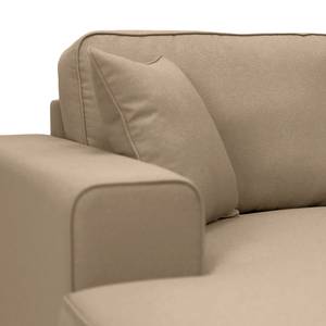 Ecksofa Madras Longchair mit Husse Webstoff Haiba: Hellbraun - Longchair davorstehend links