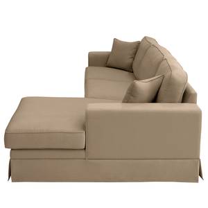 Hoekbank Madras chaise longue Geweven stof Haiba: Lichtbruin - Longchair vooraanzicht rechts