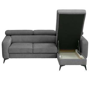 Ecksofa Nonza mit Longchair Webstoff Cieli: Dunkelgrau - Longchair davorstehend rechts