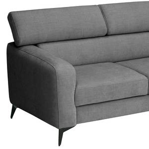 Ecksofa Nonza mit Longchair Webstoff Cieli: Dunkelgrau - Longchair davorstehend rechts