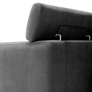 Ecksofa Nonza mit Longchair Webstoff Cieli: Dunkelgrau - Longchair davorstehend rechts