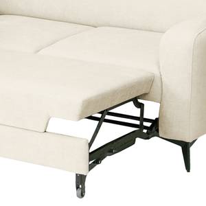 Hoekbank Nonza met chaise longue geweven stof - Geweven stof Cieli: Crèmekleurig - Longchair vooraanzicht links