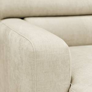 Hoekbank Nonza met chaise longue geweven stof - Geweven stof Cieli: Crèmekleurig - Longchair vooraanzicht links