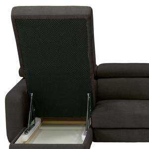 Hoekbank Nonza met chaise longue geweven stof - Geweven stof Cieli: Antracietkleurig - Longchair vooraanzicht links