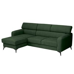 Divano angolare con chaise longue Nonza Tessuto Cieli: Verde scuro - Longchair preimpostata a sinistra