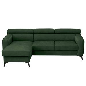 Divano angolare con chaise longue Nonza Tessuto Cieli: Verde scuro - Longchair preimpostata a sinistra