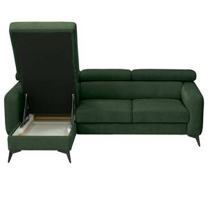 Divano angolare con chaise longue Nonza Tessuto Cieli: Verde scuro - Longchair preimpostata a sinistra