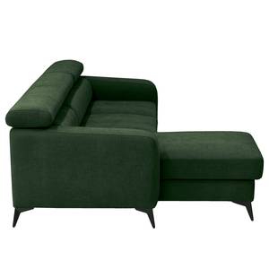 Divano angolare con chaise longue Nonza Tessuto Cieli: Verde scuro - Longchair preimpostata a sinistra