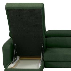 Divano angolare con chaise longue Nonza Tessuto Cieli: Verde scuro - Longchair preimpostata a sinistra