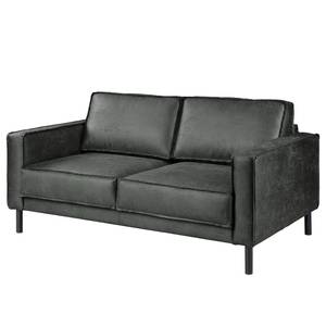 2-Sitzer Sofa FORT DODGE Antiklederlook - Microfaser Yaka: Schwarz - Mit Schlaffunktion