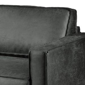 2-Sitzer Sofa FORT DODGE Antiklederlook - Microfaser Yaka: Schwarz - Mit Schlaffunktion