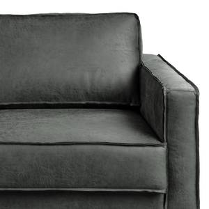 2-Sitzer Sofa FORT DODGE Antiklederlook - Microfaser Yaka: Schwarz - Mit Schlaffunktion