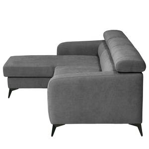 Ecksofa Nonza mit Longchair Webstoff Cieli: Dunkelgrau - Longchair davorstehend links