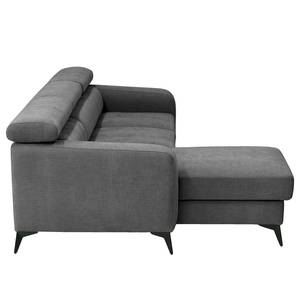 Ecksofa Nonza mit Longchair Webstoff Cieli: Dunkelgrau - Longchair davorstehend links