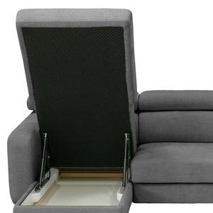 Ecksofa Nonza mit Longchair Webstoff Cieli: Dunkelgrau - Longchair davorstehend links