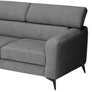 Ecksofa Nonza mit Longchair Webstoff Cieli: Dunkelgrau - Longchair davorstehend links