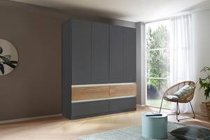 Armoire Winnipeg Gris métallisé - Largeur : 181 cm - Avec éclairage