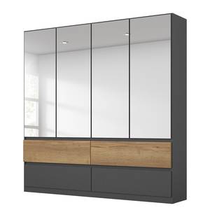 Draaideurkast Winnipeg met spiegel Metallic grijs - Breedte: 181 cm - Zonder verlichting