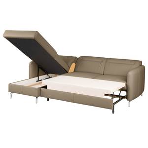 Ecksofa Pechous Echtleder Maer: Taupe - Longchair davorstehend links