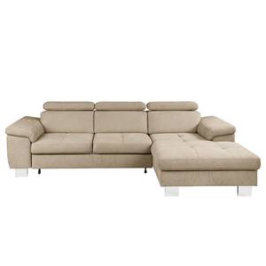 Ecksofa Pable Strukturstoff Rima: Beige - Longchair davorstehend rechts