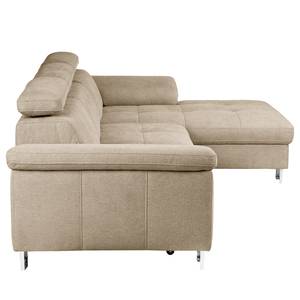 Ecksofa Pable Strukturstoff Rima: Beige - Longchair davorstehend rechts