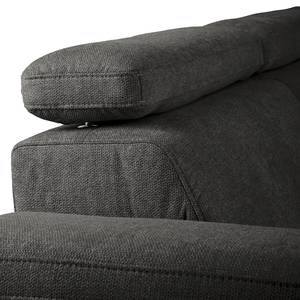 Ecksofa Pable Strukturstoff Rima: Graubraun - Longchair davorstehend rechts