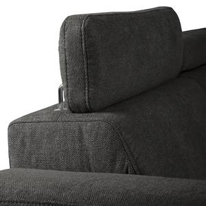 Ecksofa Pable Strukturstoff Rima: Graubraun - Longchair davorstehend rechts