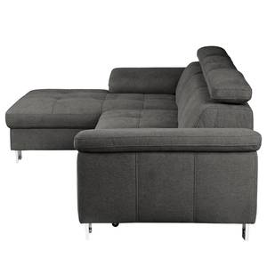 Ecksofa Pable Strukturstoff Rima: Graubraun - Longchair davorstehend links