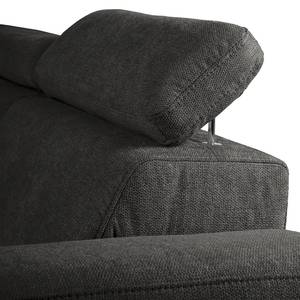 Ecksofa Pable Strukturstoff Rima: Graubraun - Longchair davorstehend links