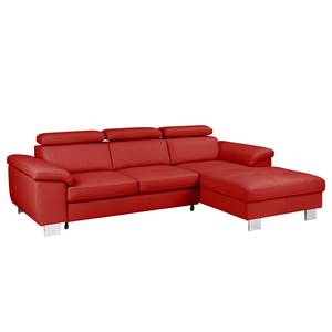 Ecksofa Pable Echtleder Maer: Rot - Longchair davorstehend rechts