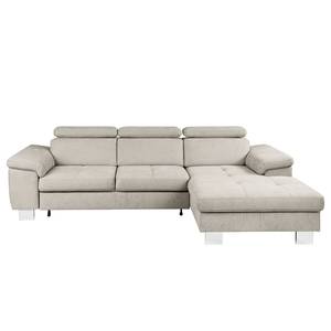 Ecksofa Pable Strukturstoff Rima: Silbergrau - Longchair davorstehend rechts