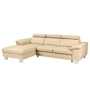 Hoekbank Pable Leer Maer: Beige - Longchair vooraanzicht links