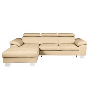 Hoekbank Pable Leer Maer: Beige - Longchair vooraanzicht links