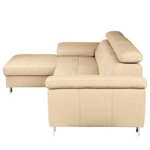 Hoekbank Pable Leer Maer: Beige - Longchair vooraanzicht links