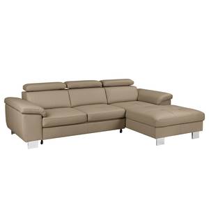 Ecksofa Pable Echtleder Maer: Taupe - Longchair davorstehend rechts