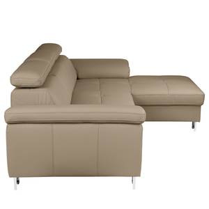 Ecksofa Pable Echtleder Maer: Taupe - Longchair davorstehend rechts