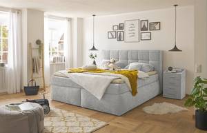 Boxspringbett Lizzo Chenille Leyla: Silber - 200 x 220cm